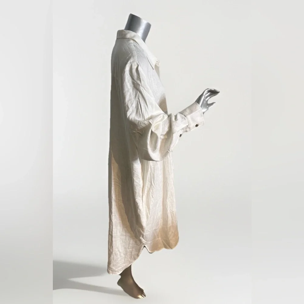 Universal Standard Sea Side Button-Up Shirt Dress Linen Blend Boho  XL 14-16 - Picture 3 of 10